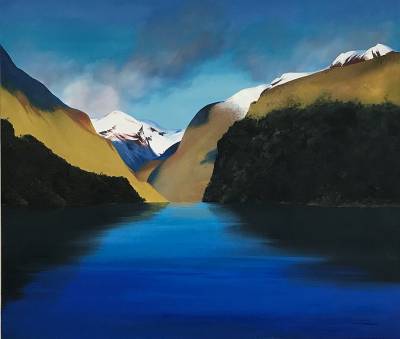 "Fiordland (1) Dusky Sound" - Oil - Painting by Jo Fisher, an artist from Hawke's Bay, New Zealand.