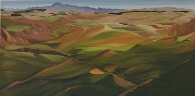 "Over Haupouri to Te Mata Peak" - Oil - Painting by Jo Fisher, an artist from Hawke's Bay, New Zealand.