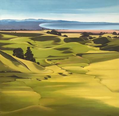 "The Downs" - Oil - Painting by Jo Fisher, an artist from Hawke's Bay, New Zealand.