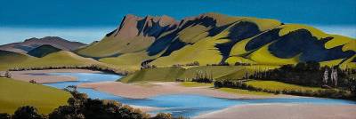 "Te Mata Peak Winter Green" - Oil - Painting by Jo Fisher, an artist from Hawke's Bay, New Zealand.