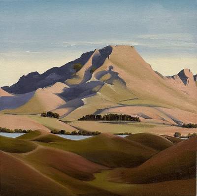 "TeMata Peak Tukituki Valley Series (2)" - Painting by Jo Fisher, an artist from Hawke's Bay, New Zealand.