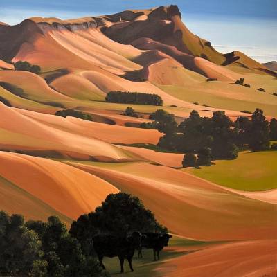 "Bruno's Ridge Lower" - Oil - Painting by Jo Fisher, an artist from Hawke's Bay, New Zealand.